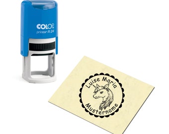 Stamp Children's Stamp Unicorn Girl - With Personal Name • Gift School Beginning School School Teacher Teacher Stamp • Kids Name