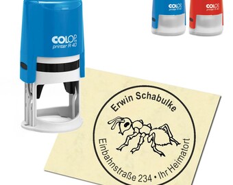 Stamp Address stamp personalized - light ant - round ∅ 40 mm