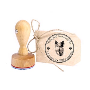 Stamp personalized Old German Shepherd Dog 40 mm Address Stamp Wooden Stamp - Name Address Address Stamp Name Stamp Motif Stamp