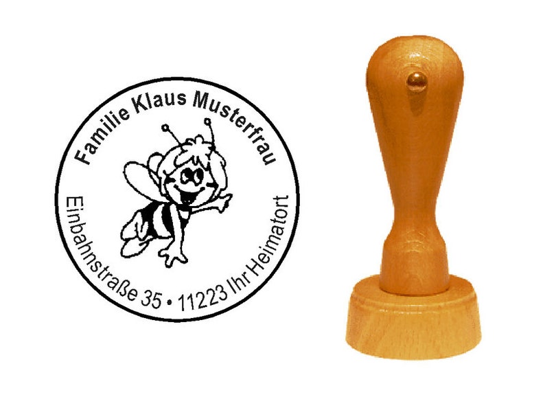 Stempel « Imker » Adressenstempel Motivstempel Holzstempel Honig Wabe