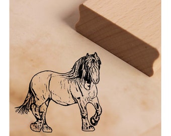 Stamp Horse Ardennes - Motif Stamp approx. 38 x 38 mm • Wooden Stamp Embossing Scrapbooking • Kindergarten School Riding Stable Riding Riding