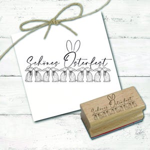 Ostern Motivstempel Schönes Osterfest Stempel Osterhasen Reihe 98x48mm - Holzstempel Scrapbooking Embossing Stempeln Basteln Bordüre Hasen