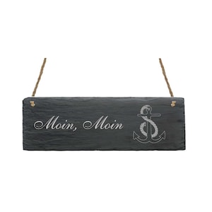 Slate Board &#39; MOIN MOIN » Anchor Shield Decorative Sign Door Sign Maritime Decoration Gift Hamburg North Greeting North Sea Sailor Wall Decor