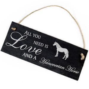 Slate Decoration Hanoverian Horse Shield 22 x 8 cm - All you need is Love and a Hanoverian Horse