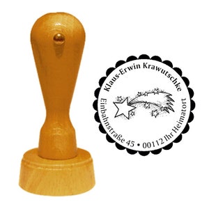 Address stamp « SHOOTING STAR » with personal address and motif - Stamp Wooden stamp Name Wish Christmas Advent Stars Happiness Star