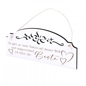 Sign Saying Best Aunt in the World - Vintage Door Sign with Ornaments 20 x 10 cm - Decorative Sign Decoration - Gift Birthday Christmas