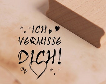 Motivstempel Ich vermisse dich Stempel Herzen 38 x 48 mm - Holzstempel Scrapbooking Embossing Basteln Stempeln - Geschenk Liebe