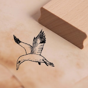 Motivo timbro sula volante - timbro uccello marino 38 x 38 mm - timbro in legno scrapbooking goffratura timbratura artigianato scuola materna