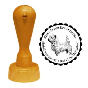 Address stamp dog «WEST HIGHLAND white TERRIER 02» with personal address and motif-stamp name wooden stamp dog breed Scotland