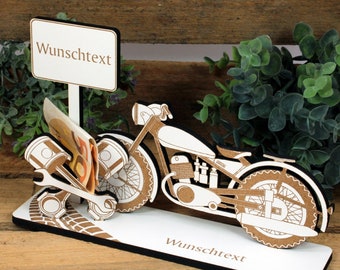 Cadeau d'argent moto vintage - y compris le nom du texte souhaité - signe pour de l'argent bon cadeau cadeau motocycliste motard old school vintage