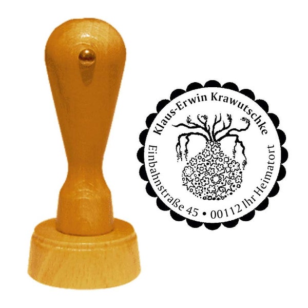 Address stamp « LEBENSBAUM » with personal address and motif - Stamp Wooden stamp Name Tree of Life Esoteric Yoga Reiki Practice