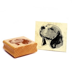 Timbre motif Beagle timbre chien tampon en bois 49 x 48 mm - idée cadeau propriétaire de chien fan de chien cadeau amoureux des chiens
