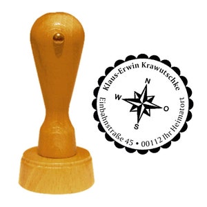 Address stamp &quot; WINDROSE &quot; with personal address and motif - stamp name compass hiking captain nautical scout seafaring sailor