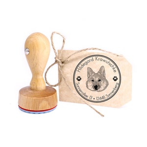 Stamp personalized Norwegian Buhund round 40 mm address stamp wooden stamp - name address address stamp name stamp motif stamp