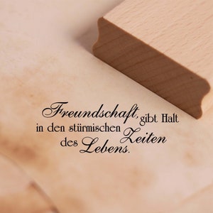 Timbro motivo L'amicizia dà supporto nei momenti tempestosi della vita Stamp Friends 68 x 25 mm - Francobollo in legno Scrapbooking Goffratura