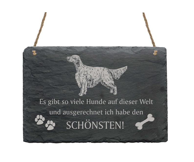 Slate board \u00abENGLISH SETTER-Most Beautiful Dog\u00bb Dogs Sworsh Shield Decoration Door Break Gift Dog Owner England Wales