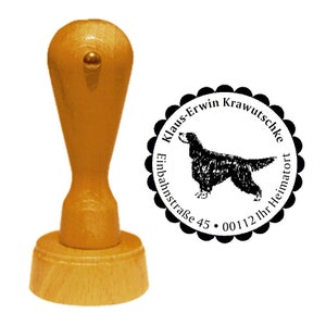 Address stamp dog «GORDON SETTER» with personal address and motif-stamp name wooden stamp Scotland hunting dog hunt