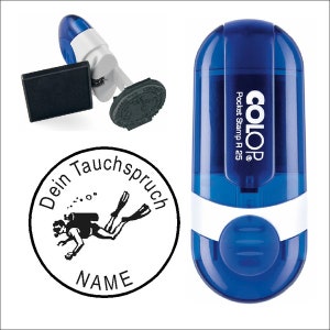 DIVING STAMP Stamp « TAUCHER 2 » Motiv Name Diving Logbook Diving Slogan Diving Name Diving Stamp Gift Instructor Diving School
