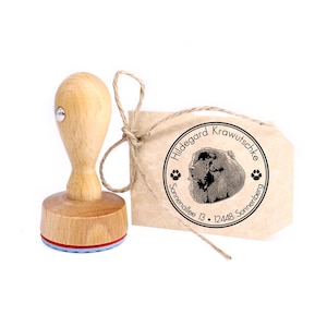 Stamp personalized Tibetan Mastiff dog round 40 mm address stamp wooden stamp - name address address stamp name stamp motif stamp
