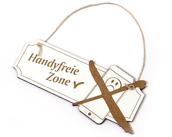 Schild Handyfreie Zone • Türschild Handy • ca. 20 x 9 cm • Wandschild Dekoschild Smartphone Verbot • Kinder Schule Uni Lehrer Büro Schüler