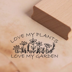 Motivstempel Love my Plants, love my Garden Stempel Garten Blumen 68 x 38 mm - Holzstempel Embossing Scrapbooking Basteln Stempeln Garten