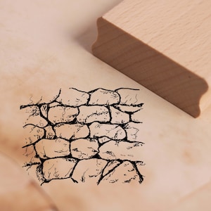 Stamp Wall Field Stones - Timbro a motivo circa 48 x 38 mm - Scrapbooking Timbro in legno Goffratura - Pietra Recinzione Muro Pietra Naturale