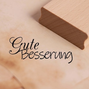 Motivstempel Gute Besserung Stempel 68 x 28 mm - Holzstempel Scrapbooking Embossing Stempeln Basteln - Geschenk Genesung Gesundheit