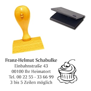 Wood stamp cupcake - stamp incl. stamp cushion approx. 50 x 30 mm