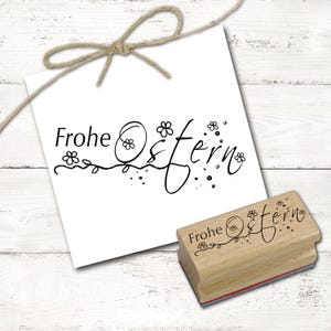 Motivstempel Frohe Ostern Schriftzug - Stempel Frühling Holzstempel 98 x 38 mm - Scrapbooking Embossing Stempeln Basteln Osterstempel