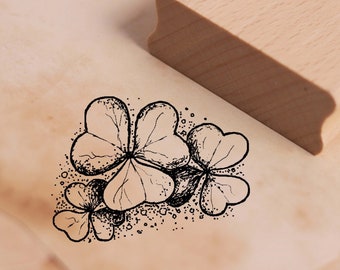 Motif stamp shamrocks stamp made of wood - imprint approx. 38 mm x 28 mm - wooden stamp scrapbooking embossing - gift luck birthday success