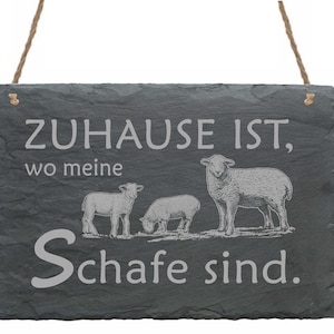 Sign Home Is Where My Sheep Are - From Slate - 22x16 - Door Sign Decoration - Farm Country House Gift Farmer Grandma Grandpa Shepherd Shepherd