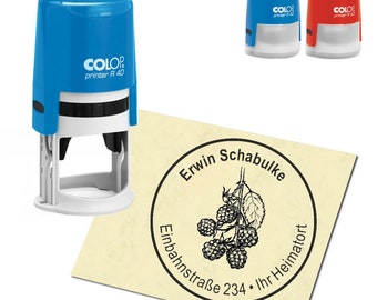 Stempel Adressstempel personalisiert - Brombeere - rund ∅ 40mm