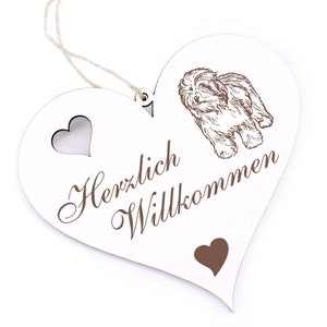 Welcome Shield - Polish Shepherd - Decoration Heart Wood - Door Sign 13 x 12 cm - Heart Shield Door Decoration Family House Entrance Dog