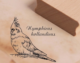 Motivstempel Nymphensittich Nymphicus hollandicus Stempel 48 x 48 mm - Holzstempel Scrapbooking Embossing Basteln Stempeln - Geschenk Vogel