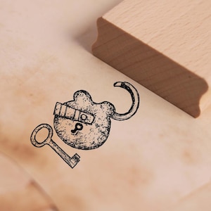 Motivstempel Schloss mit Schlüssel Antik - Stempel Holzstempel 48 x 38 mm - Scrapbooking Embossing Basteln Stempeln Kreativsein Geschenkidee