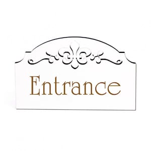 Entrance Door Sign - Sign English Entrance - Wooden Sign Engraved - Self-Adhesive - Ornaments - 15.5 x 9.5 cm