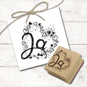Motivstempel Ja - Herz Stempel Holzstempel 48 x 48 mm - Stempeln Basteln Scrapbooking Geschenkidee Hochzeit Verlobung Valentinstag Liebe