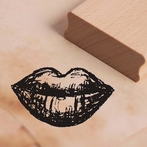 Timbro Bella Bocca - Timbro motivo circa 38 x 22 mm - Scrapbooking Legno Timbro Goffratura - Labbra Bacio Rossetto Bellezza Cosmetica Bacio bocca
