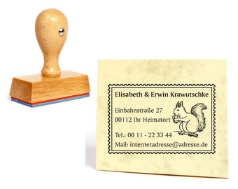 Stempel Eichhörnchen Briefmarke - mit Name und Adresse ca. 60 x 40 mm • Adressenstempel Adressstempel Motivstempel Kinderstempel • Squirrel