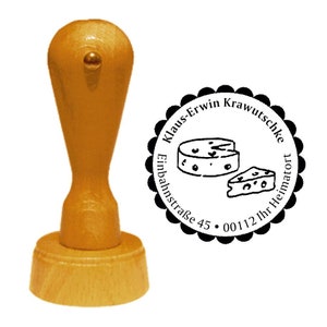 Address stamp « CHEESE » with personal address and motif - Stamp Wooden stamp Name Cheese counter Cheese tasting Gourmet restaurant