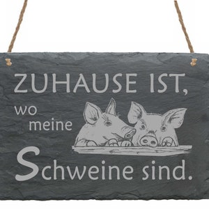 Sign Home Is Where My Pigs Are - From Slate - 22x16 - Door Sign Decoration - Farm Country House Gift Farmer Grandma Grandpa Mama Dad