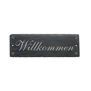 Schiefertafel Schild « WILLKOMMEN » Schiefer Eingang Haustür Begrüßung Türschild Haus Wohnung Ferienwohnung Hotel Pension Restaurant Bistro
