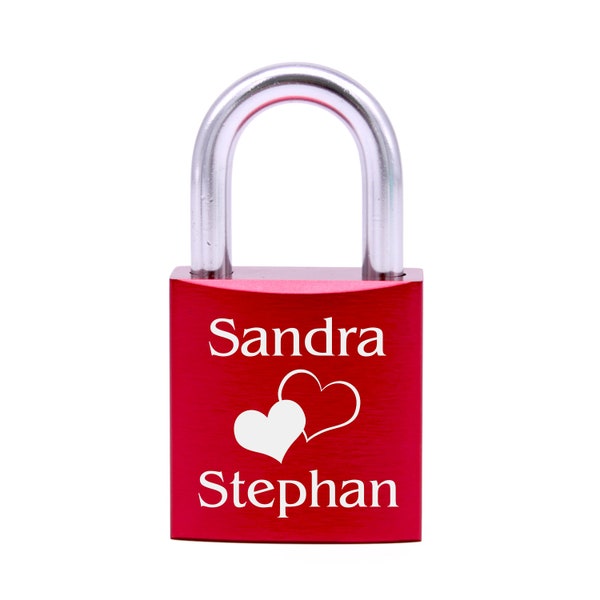 Love Lock with Engraving and Motif Hearts • Castle in 5 Colors • Gift Anniversary Valentine's Day Wedding Marriage Love Wedding Gift