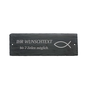 Odporna na warunki atmosferyczne tabliczka na drzwi „CHRISTENFISCH ICHTHYS” z wybranym tekstem lub imieniem - ok. 22 x 8 x 0,5 cm tabliczka z imieniem religia ryba chrześcijańska