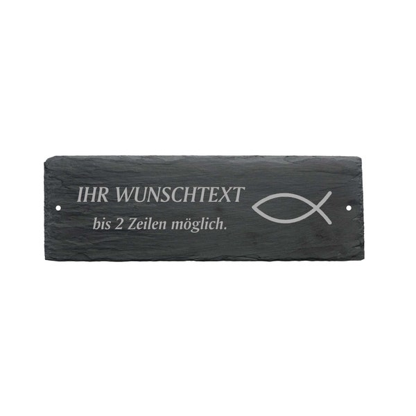 Weatherproof door sign "CHRISTENFISCH ICHTHYS" with desired text or name - approx. 22 x 8 x 0.5 cm sign name plate religion fish Christ