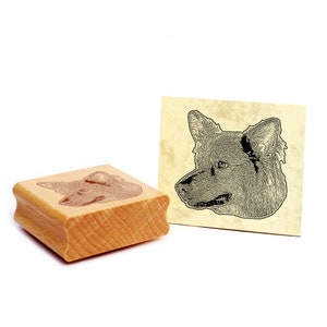 Timbre à motif Harzer Fuchs Timbre en bois pour chien 48 x 46 mm - idée cadeau propriétaire de chien fan de chien cadeau amoureux des chiens