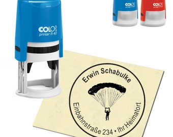 Stamp Address stamp personalized - parachute - round ∅ 40 mm