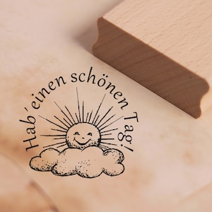 Timbro Avere una bella giornata - Timbro motivo nuvola di sole circa 38 x 36 mm - Scrapbooking Timbro in legno Timbro per bambini Insegnante Timbro Scuola Bambini