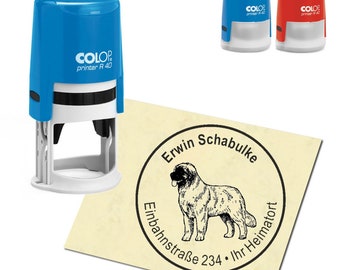 Stamp Address stamp personalized - Leonberger - approx. ∅ 40 mm