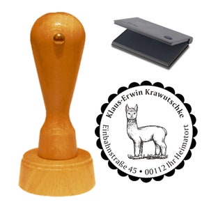 Cuscinetti per timbri di incl. Indirizzo timbro «Cute Alpaca» con indirizzo personale e soggetto - timbri legno nome indirizzo pako Andes